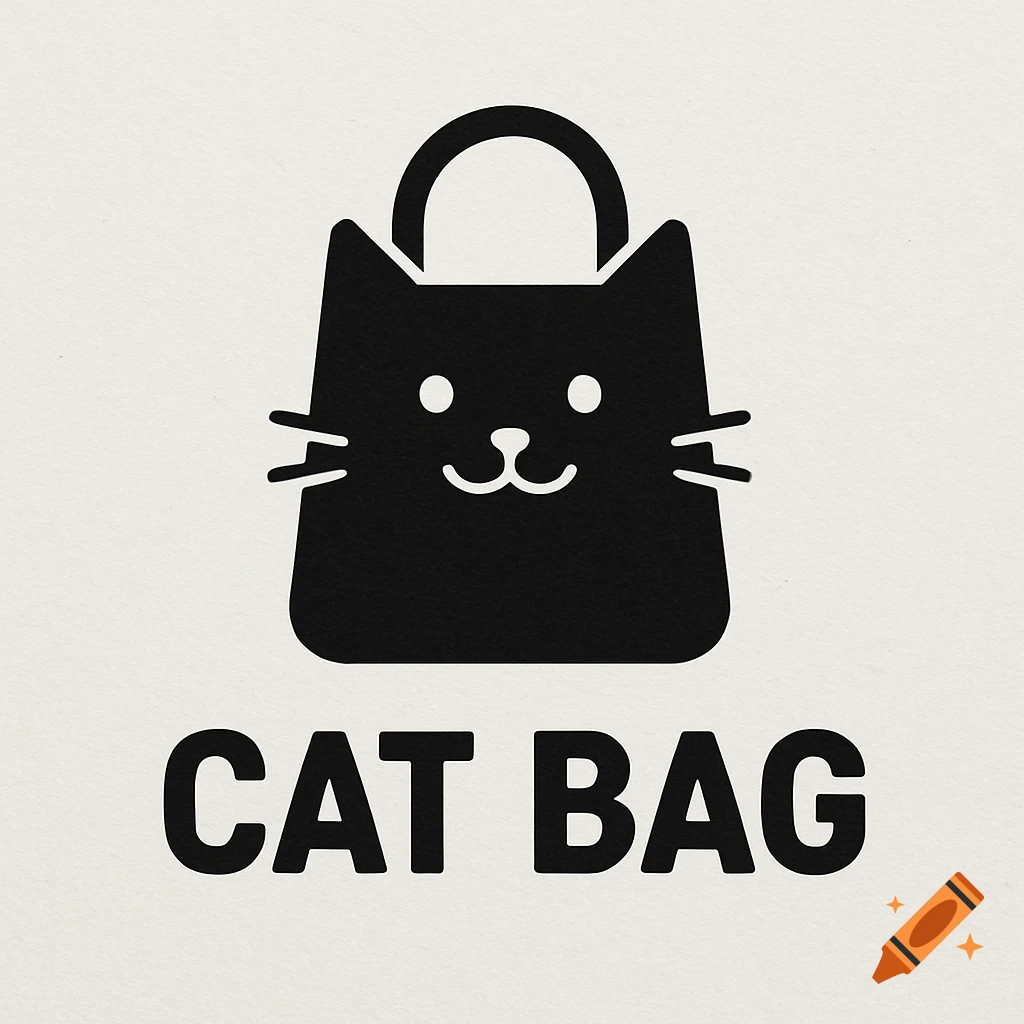 Minimalist black logo of a cat-shaped bag with text 'CAT BAG' below.