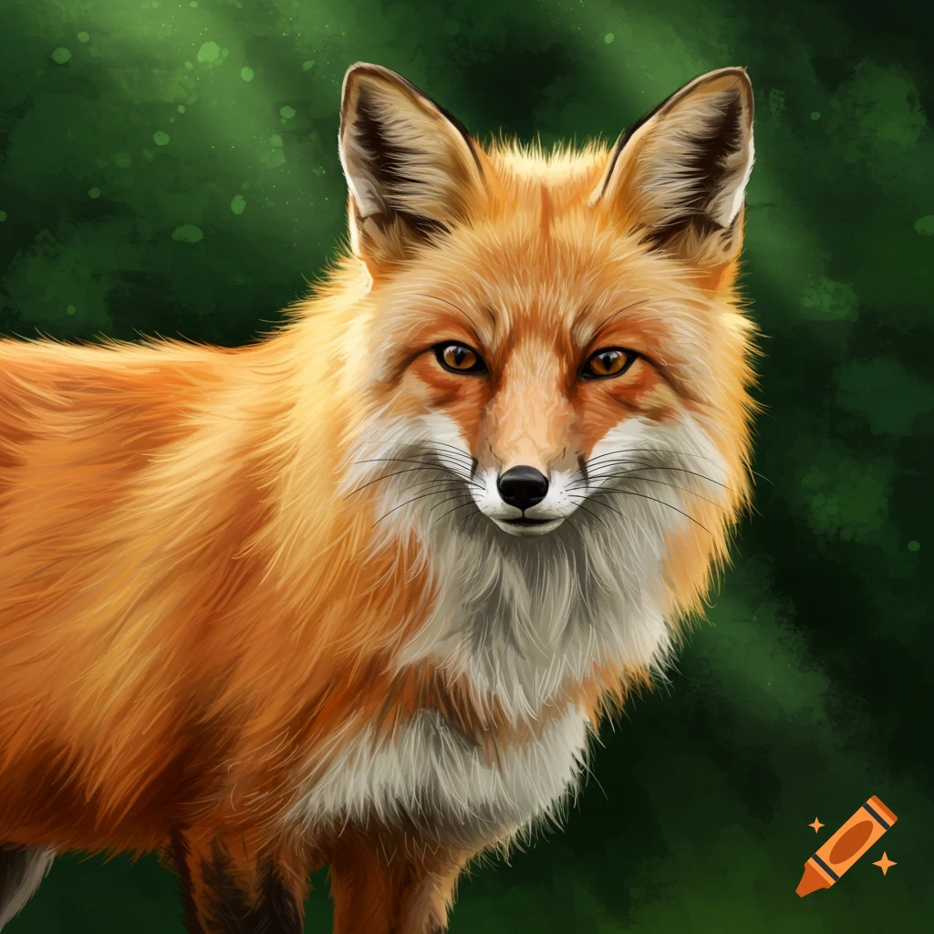 Close-up illustration of a fox looking forward