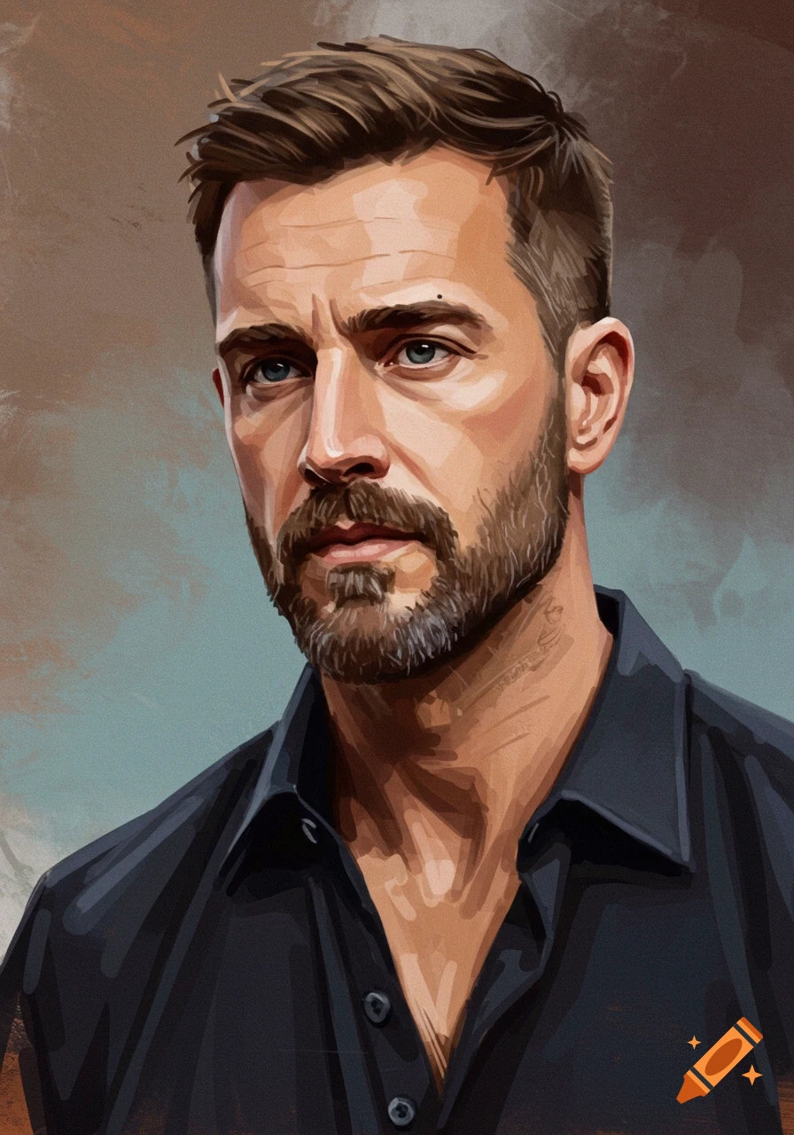 Digital art portrait of a man with a beard