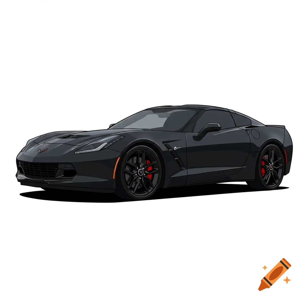 Black Corvette C7 car in vector style