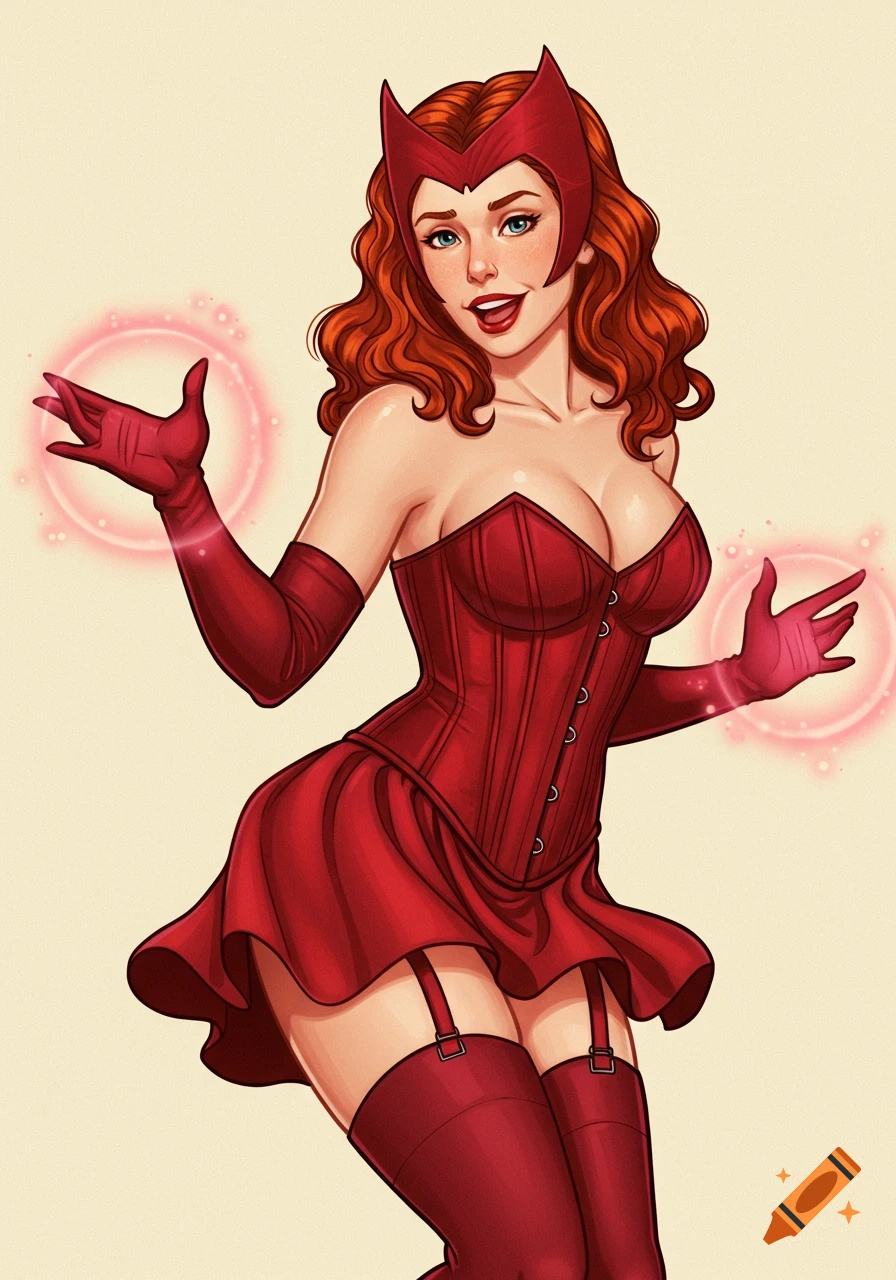 Scarlet Witch in a pinup style pose
