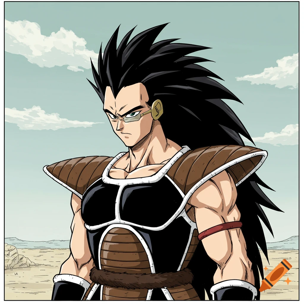 Portrait of Raditz from Dragon Ball Z in an anime style