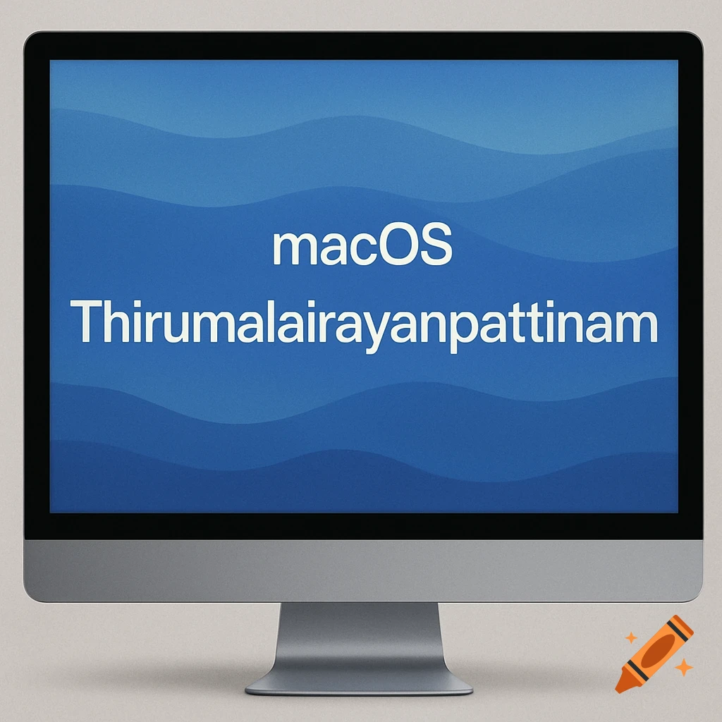 Computer screen displaying macOS Thirumalairayanpattinam on a wavy blue background.