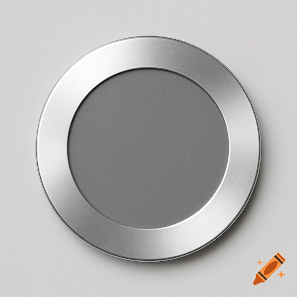 A silver ring surrounding a gray circle.