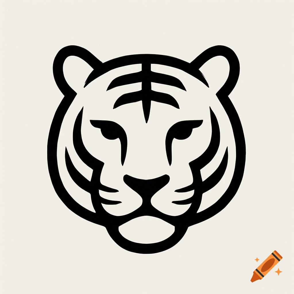 Minimalist logo of a tiger face