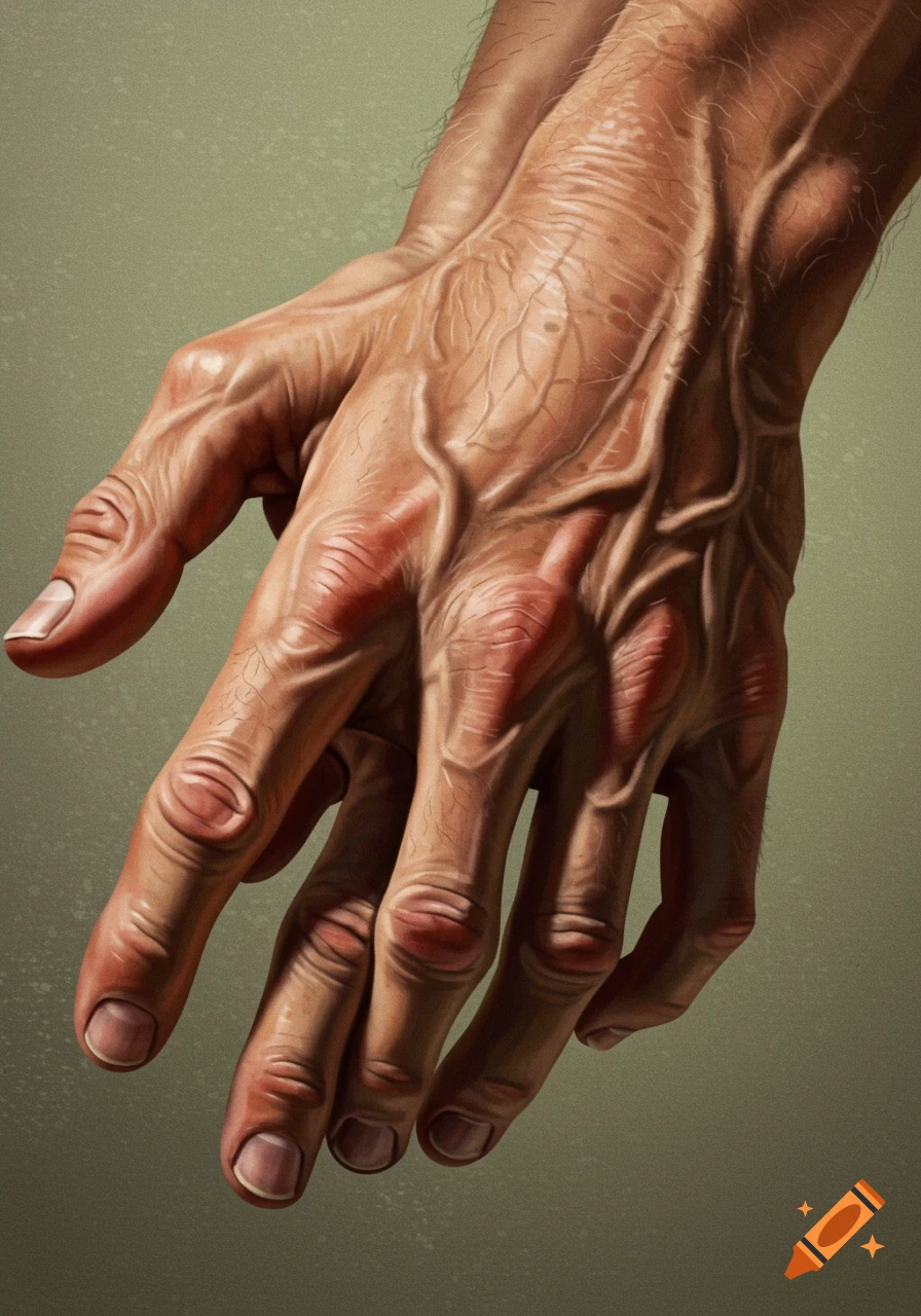 Close-up of a detailed human hand with prominent veins.