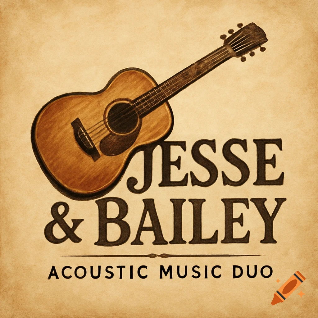 A logo featuring an acoustic guitar and the text 'Jesse & Bailey Acoustic Music Duo'.