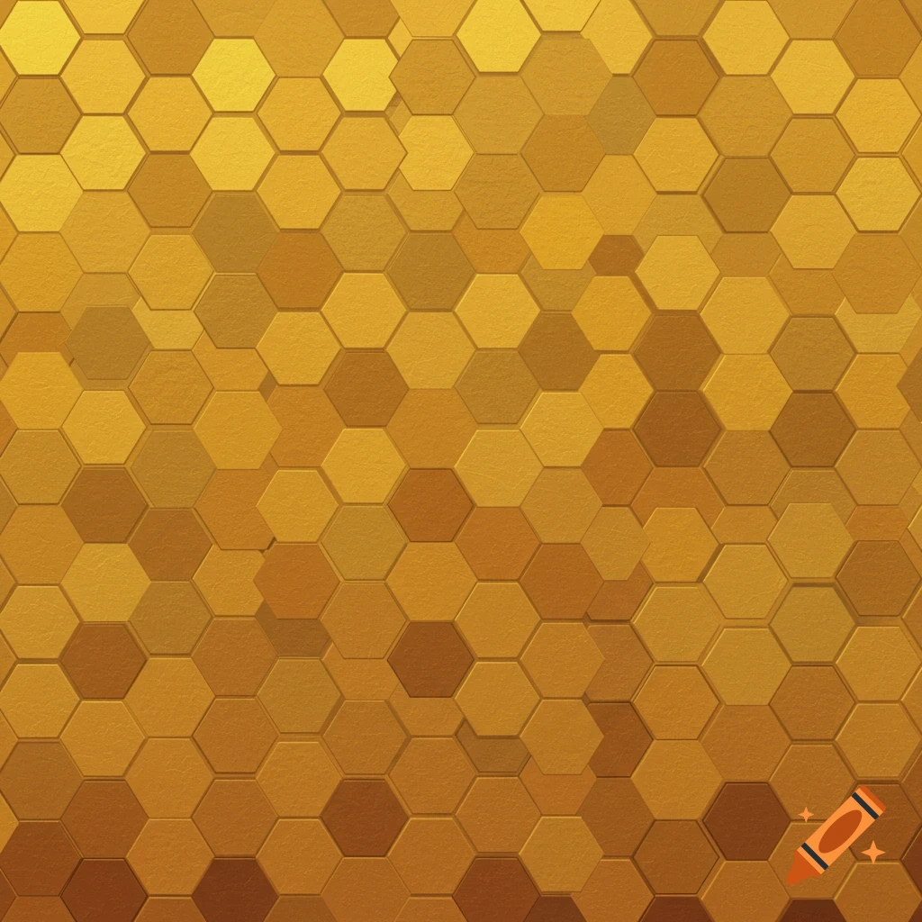 A seamless pattern of golden hexagons.