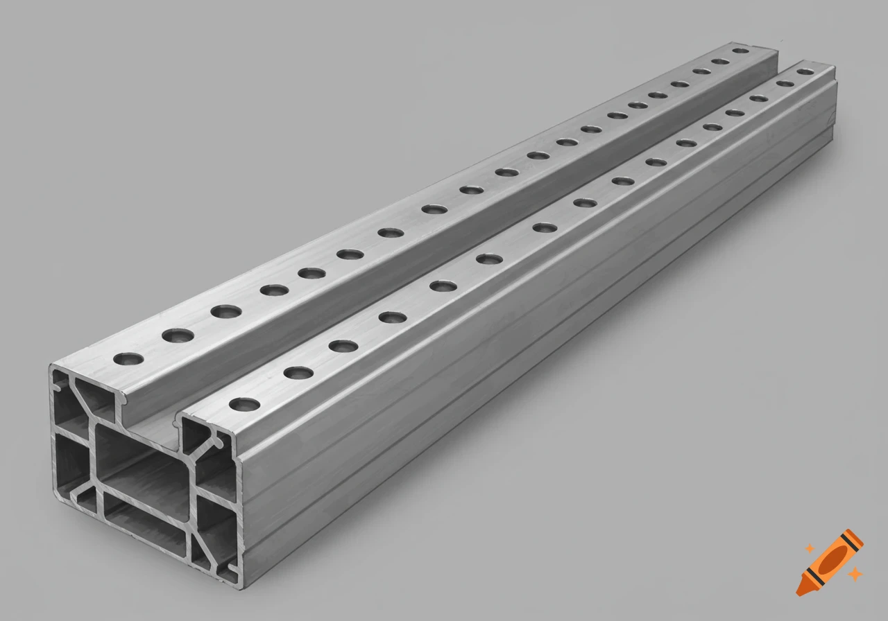 Two aluminum profiles with many holes.