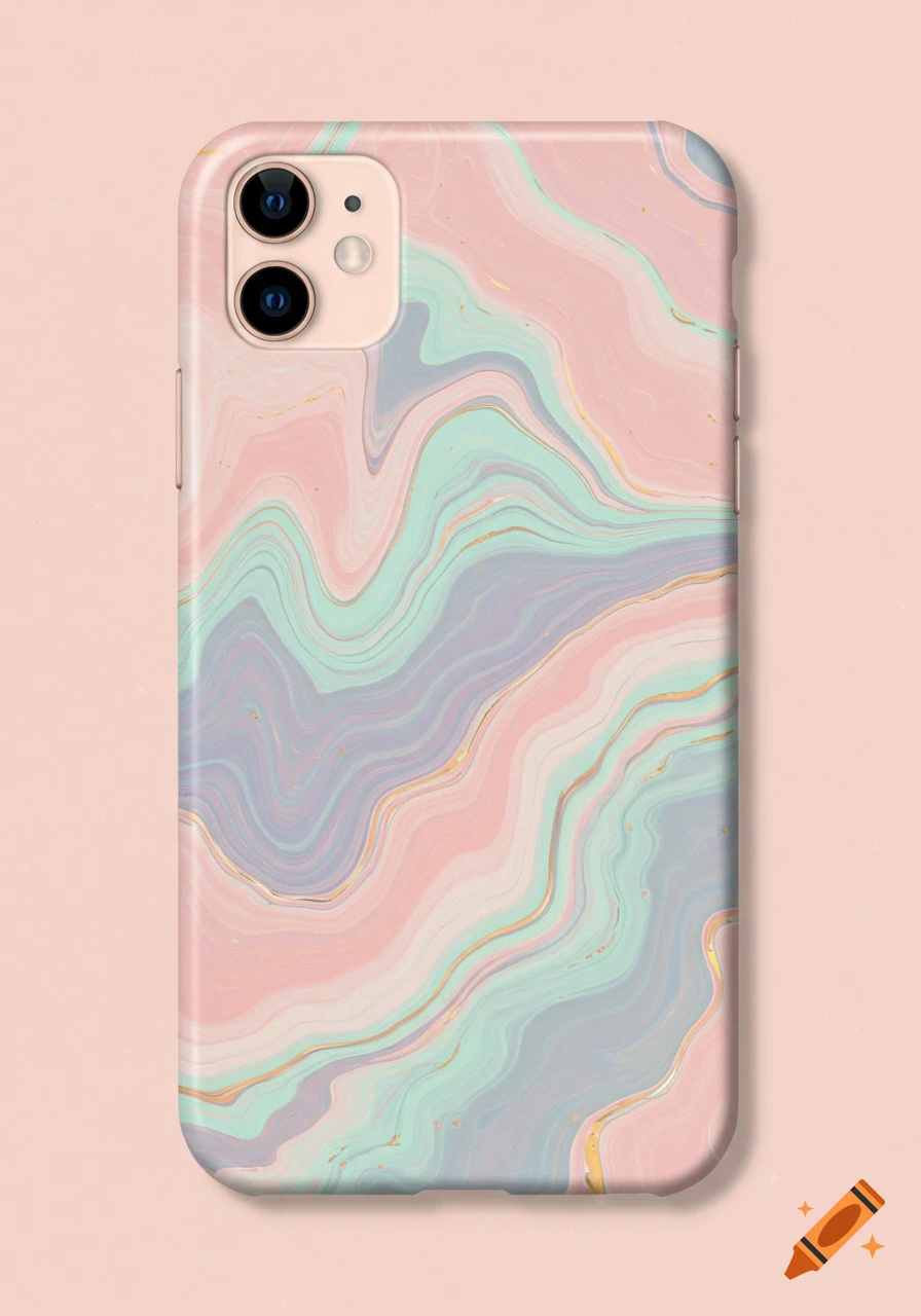 iPhone case with pastel marble pattern