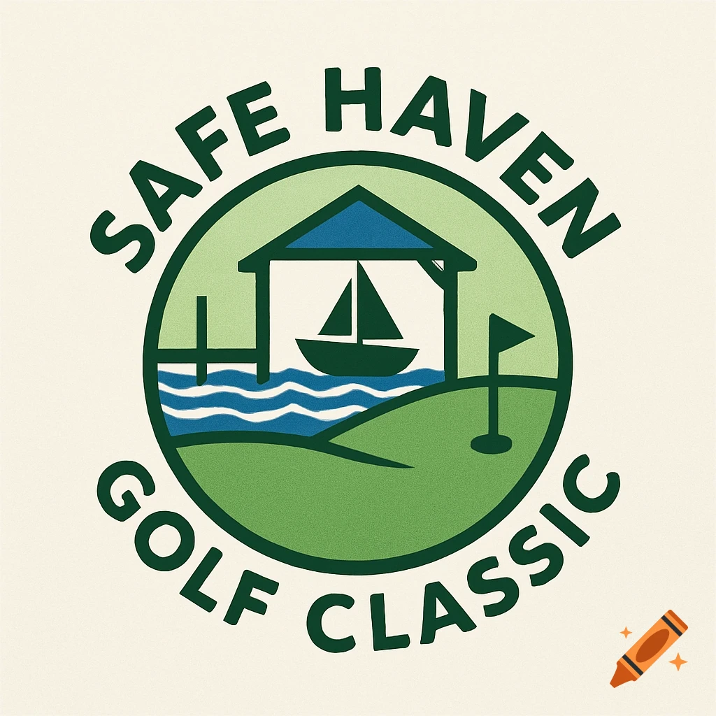 Logo for Safe Haven Golf Classic featuring a boat and golf green