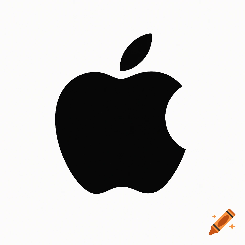 A black Apple logo on a white background.