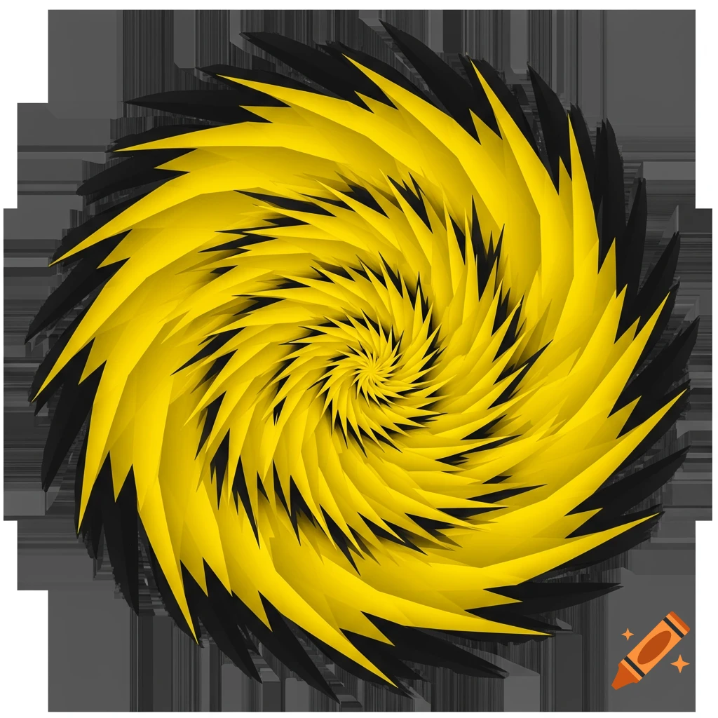 A yellow and black spiral design