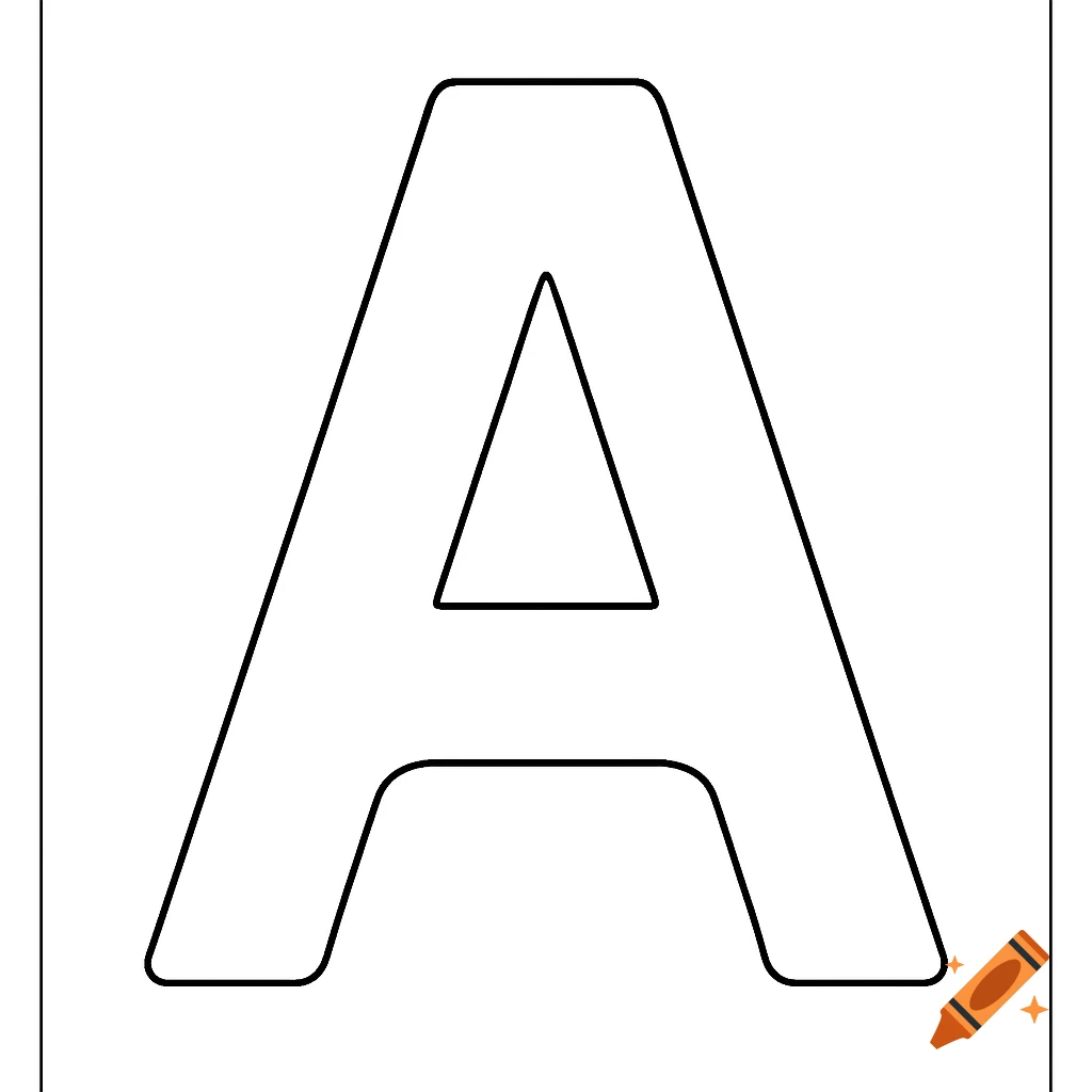 A large outline of the letter A for coloring