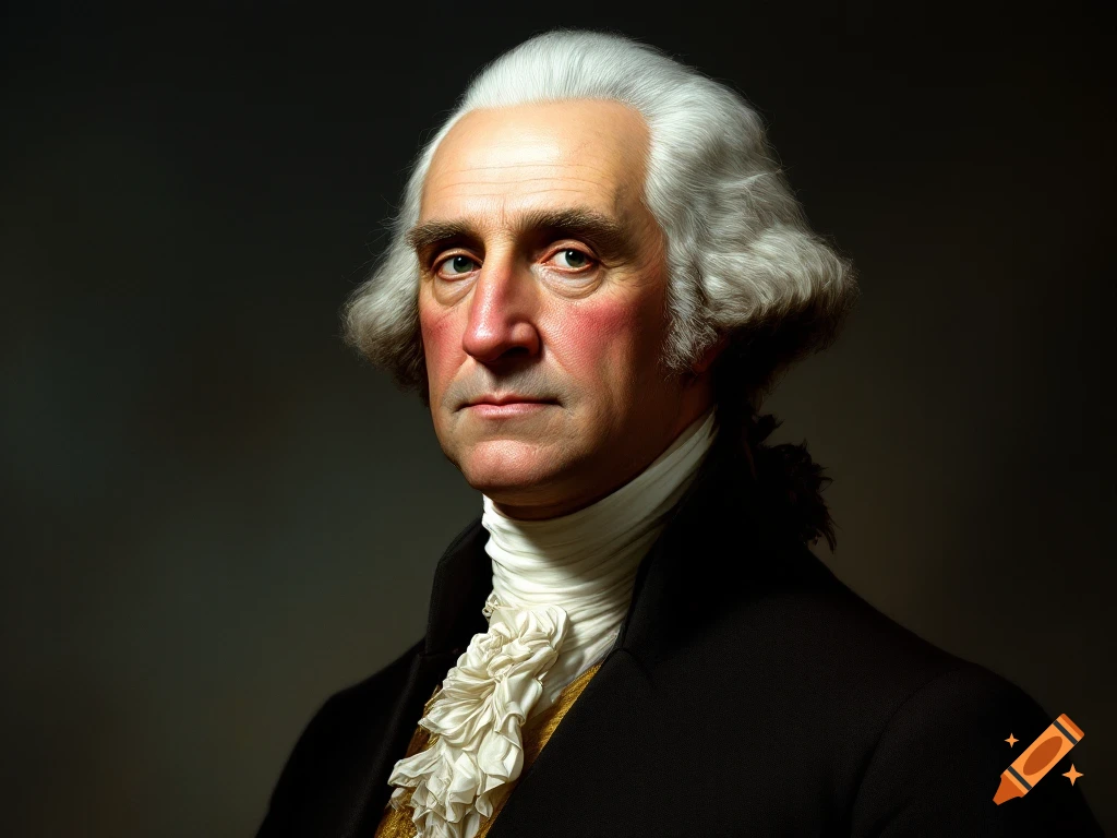 Realistic close-up portrait of George Washington.