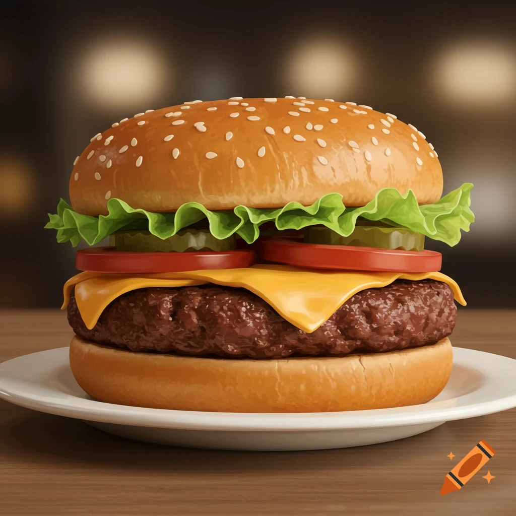 A hamburger on a white plate