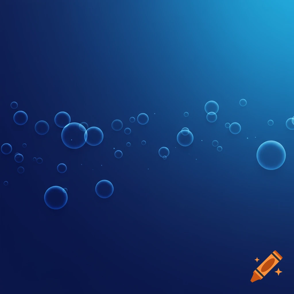 Blue gradient background with scattered transparent bubbles