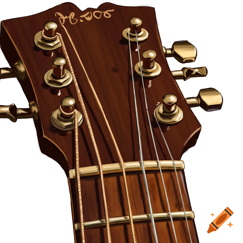 Close-up of a guitar headstock and neck