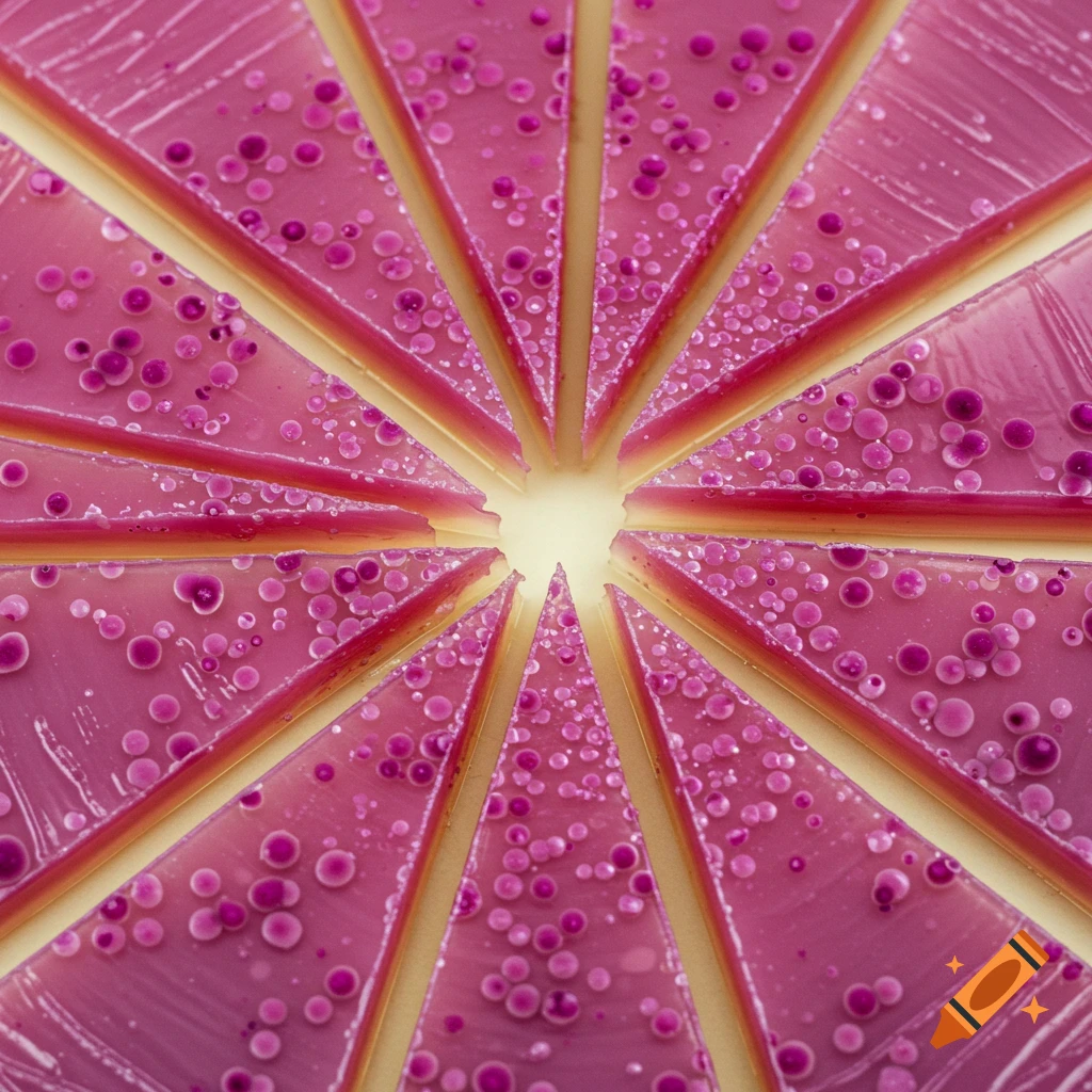 Pink agar slices with bacterial colonies arranged like a cake