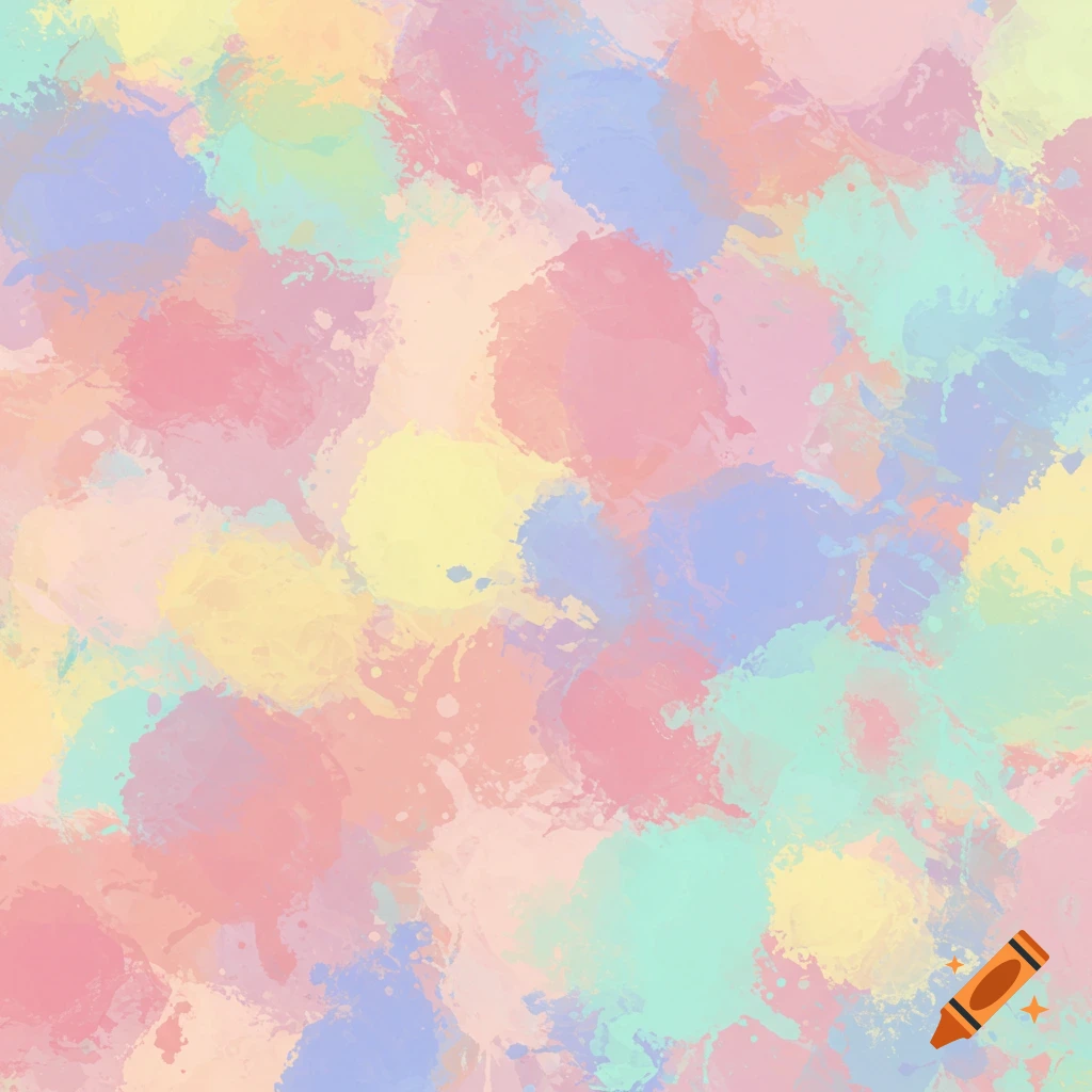 Abstract painting with pastel paint splotches.