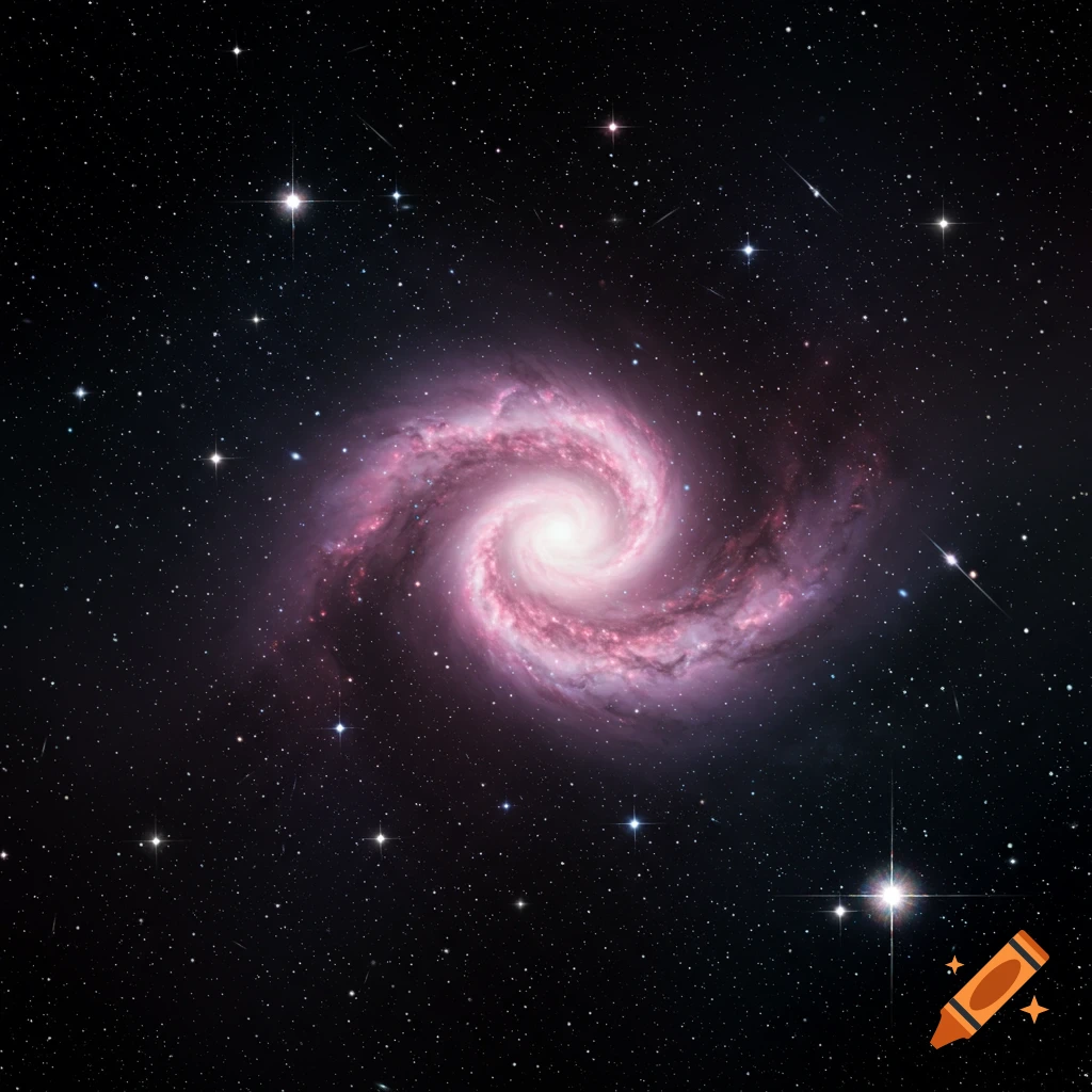 A spiral galaxy in deep space surrounded by stars.