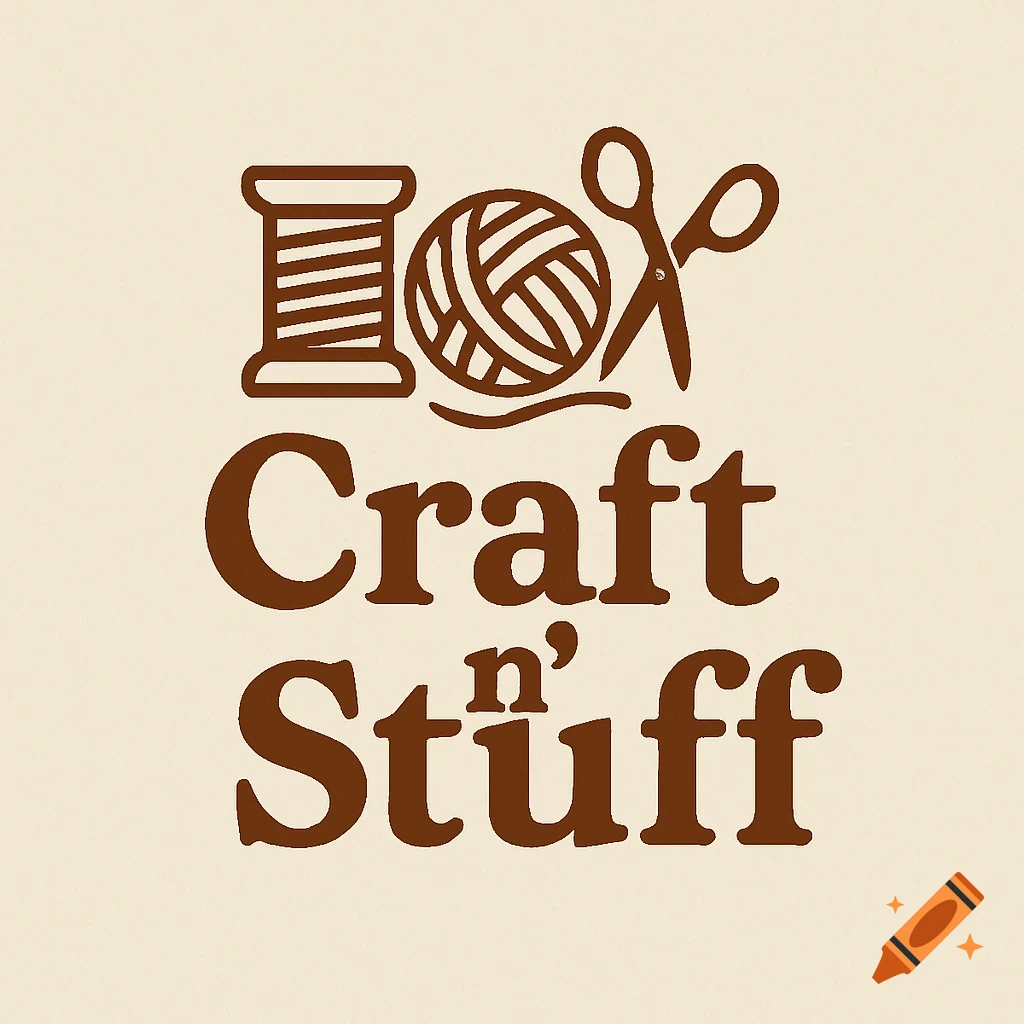 Logo with spool of thread, yarn, scissors and text 'Craft n' Stuff'