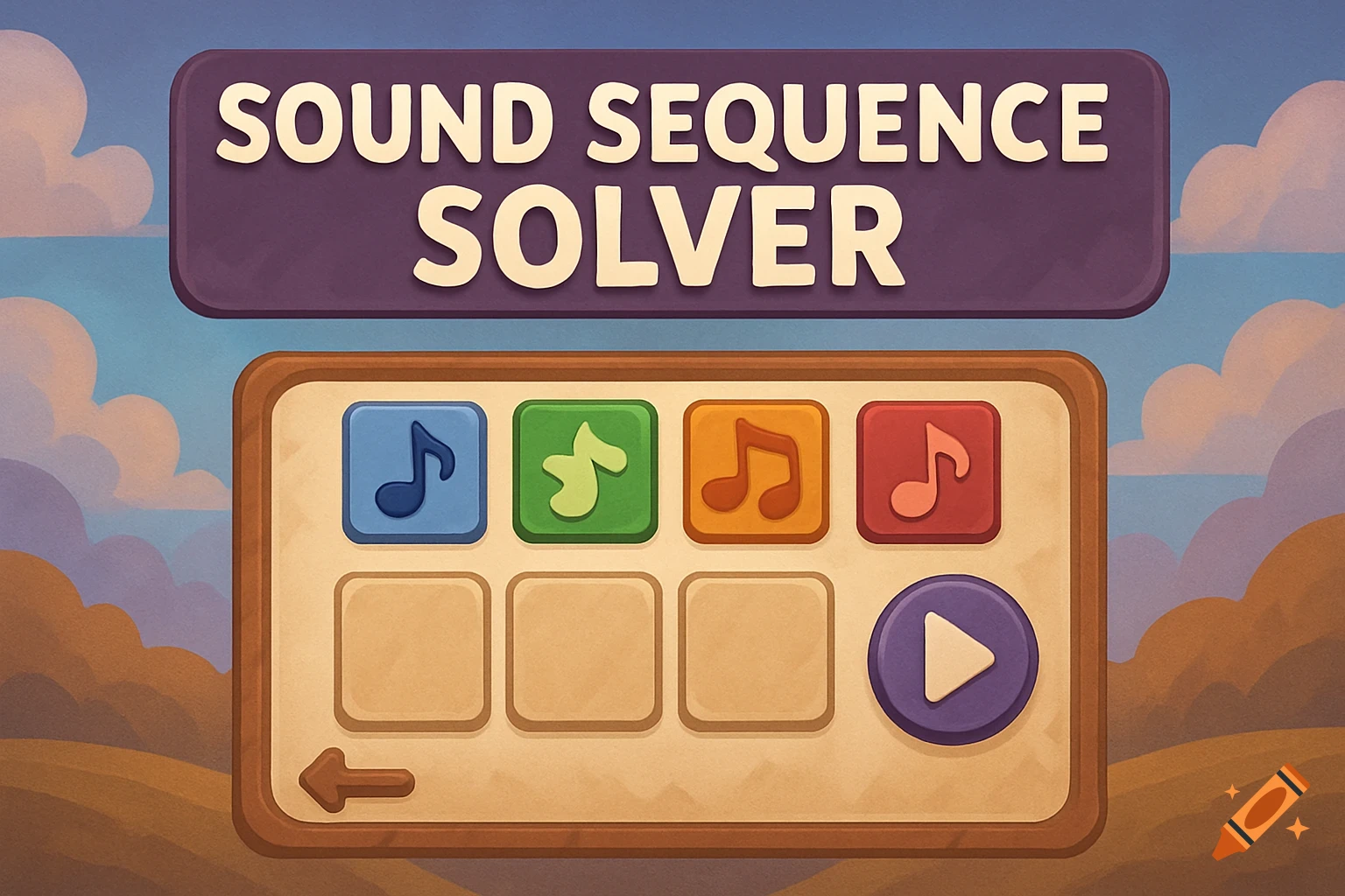 App store banner for 'Sound Sequence Solver' game, showing title, musical notes, and UI elements.