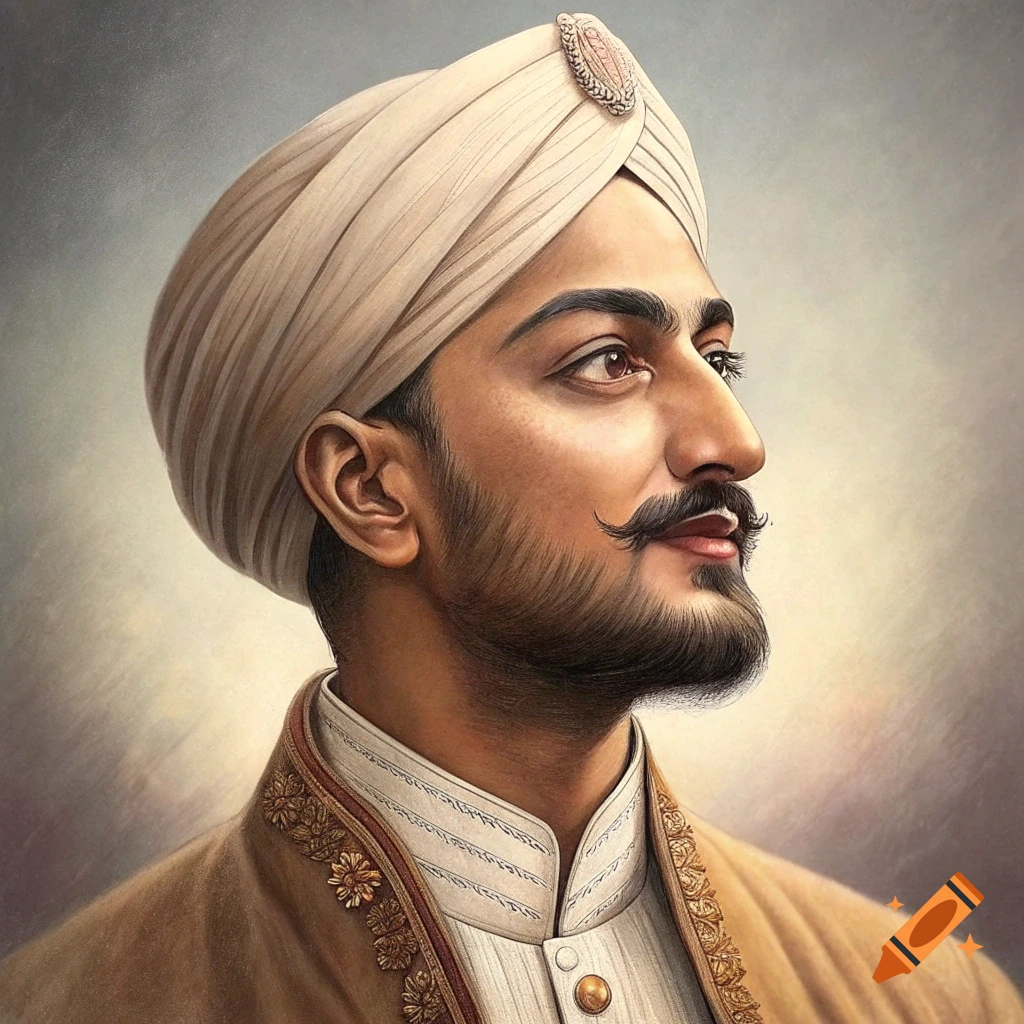 Painting of a man in a turban and traditional clothing