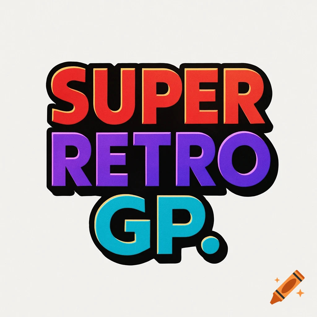 Retro logo with text SUPER RETRO GP.