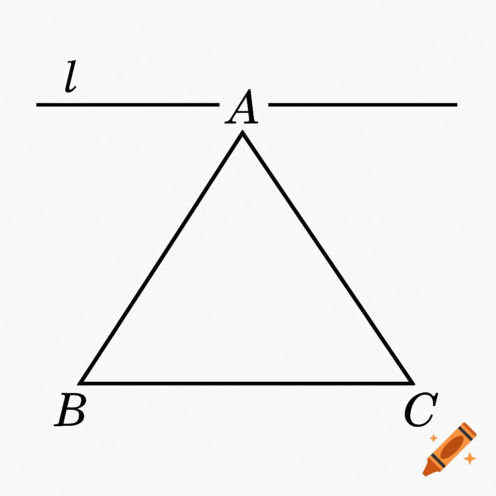 Geometric diagram of a triangle ABC with a line l above point A.