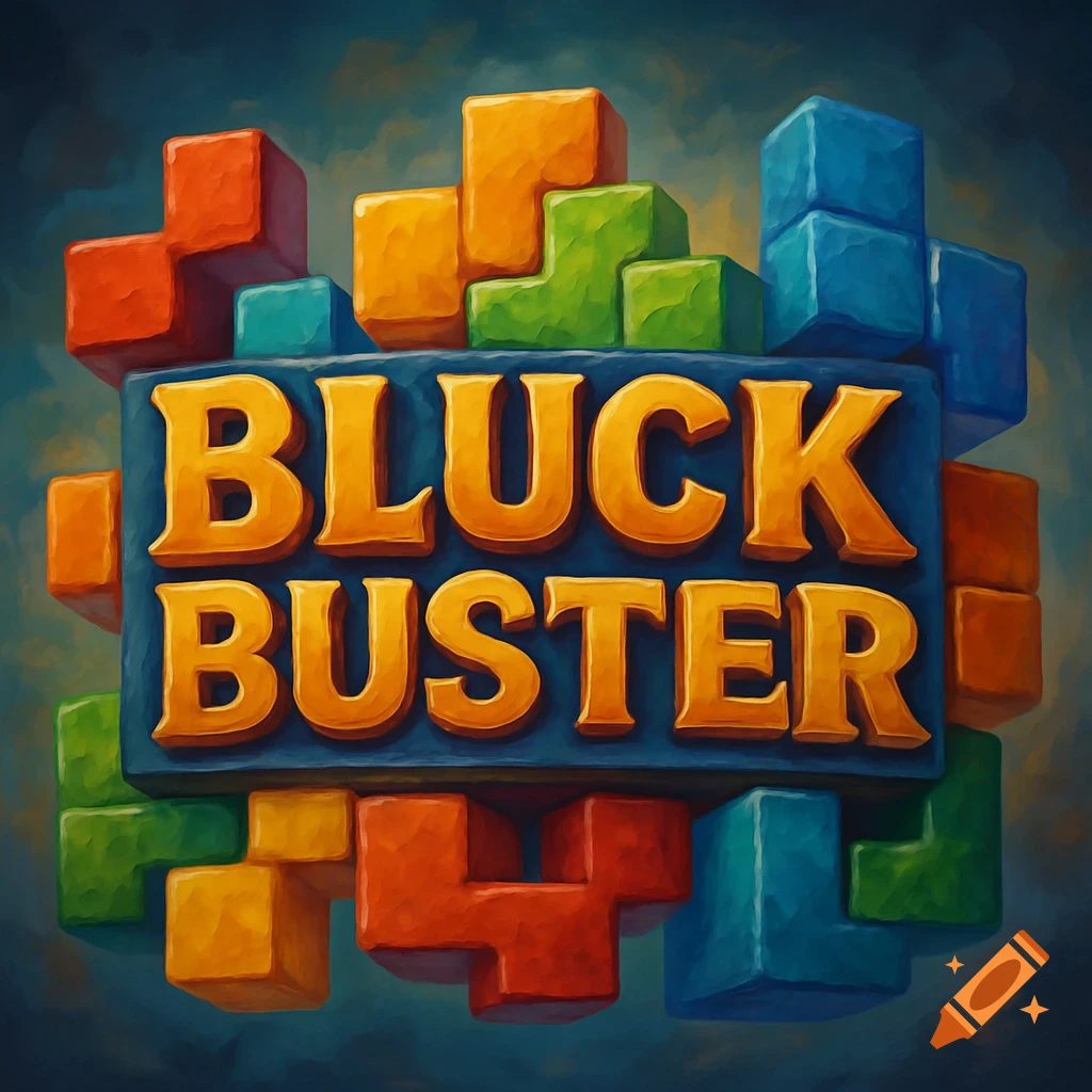 A colorful logo featuring puzzle blocks and the text BLUCK BUSTER.