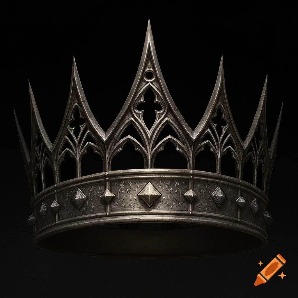 A dark gothic style crown on a black background.