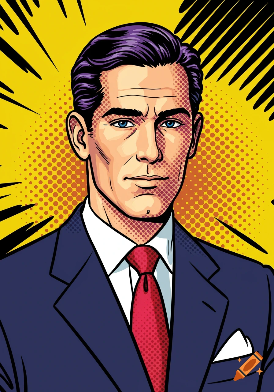 Pop art portrait of a man in a suit