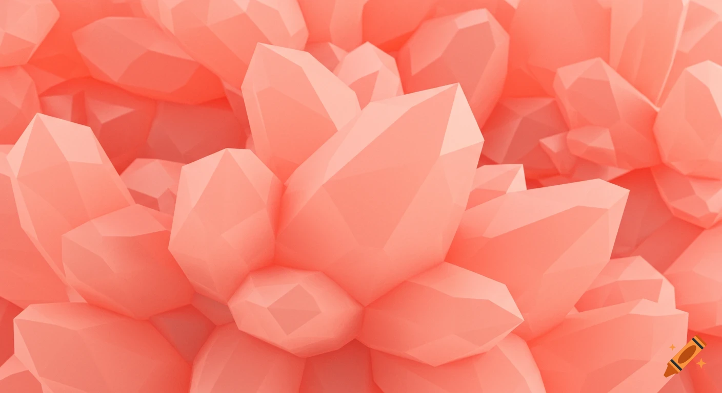 Abstract close-up of pink faceted crystals in a 3D rendered style.