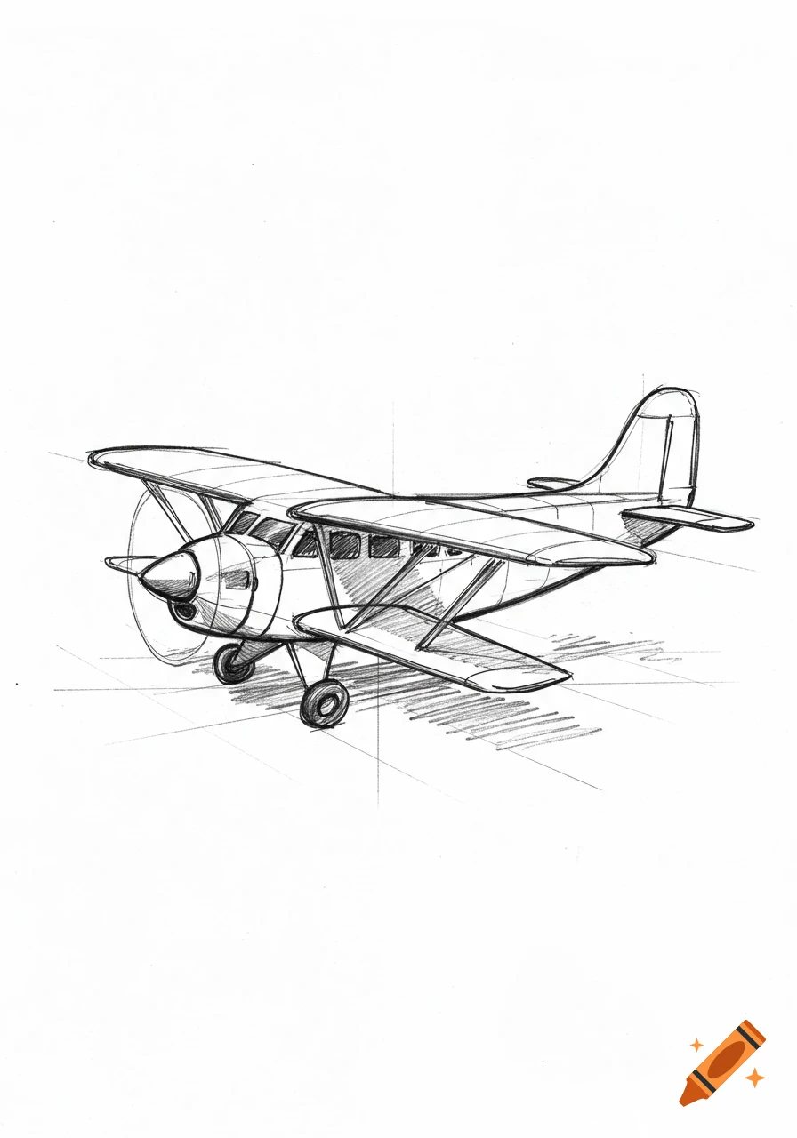 A sketch of an airplane.