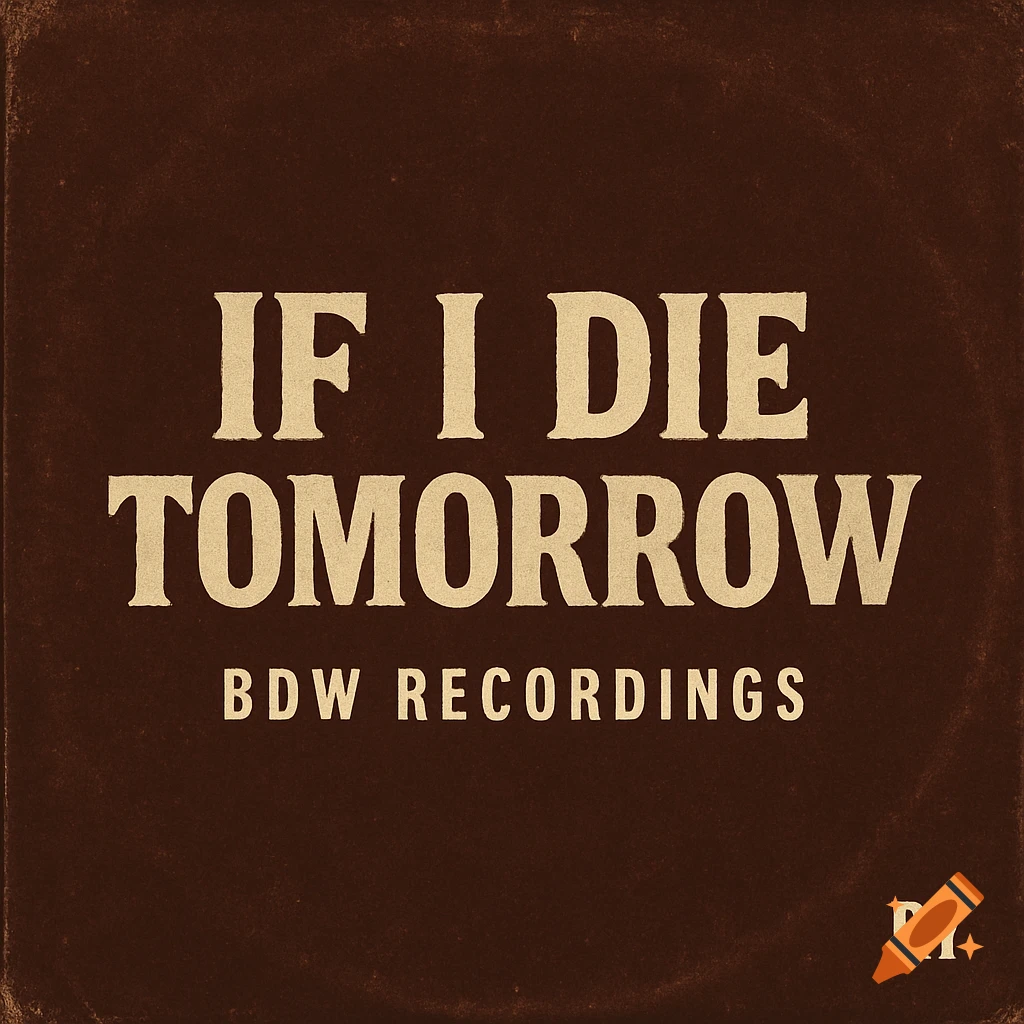 Vintage style album cover with text 'IF I DIE TOMORROW BDW RECORDINGS RY' on a brown background.