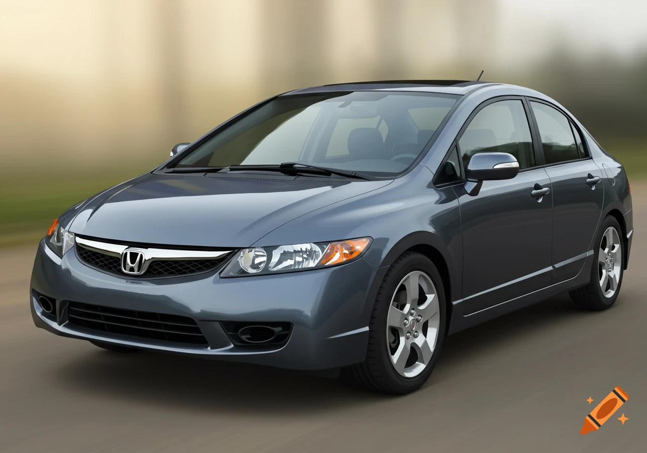 A grey Honda Civic sedan driving