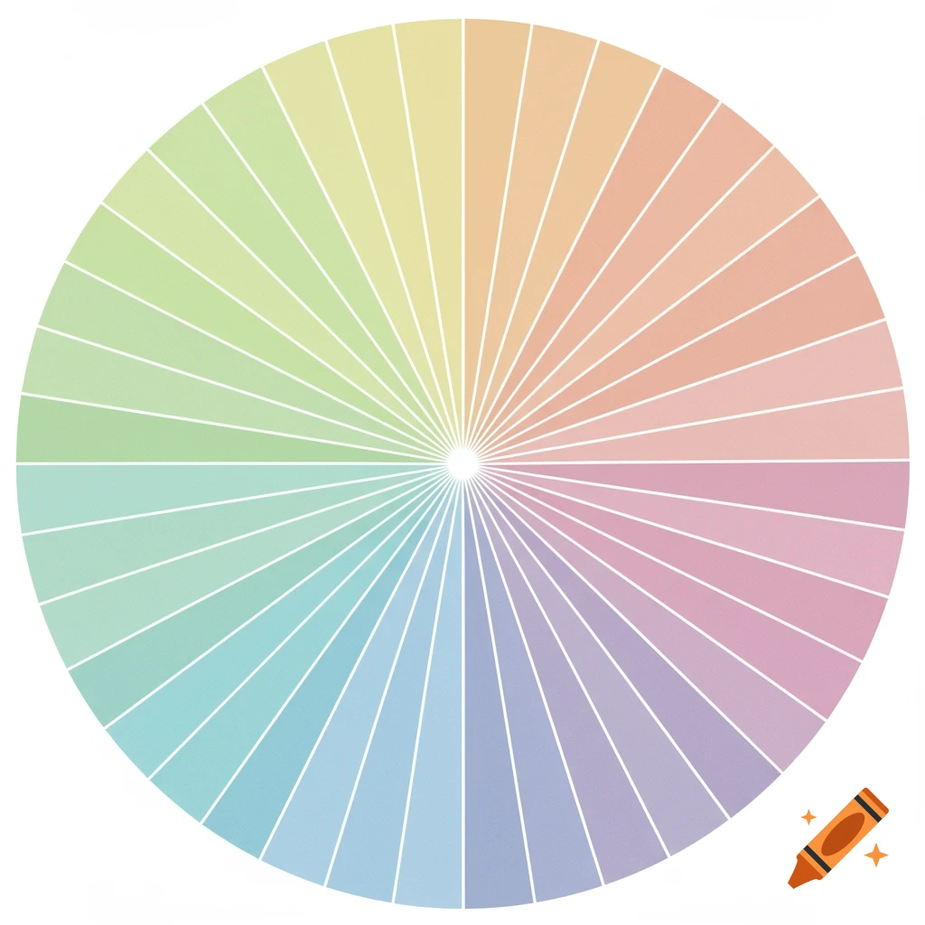 A circle divided into many colored slices on a white background.