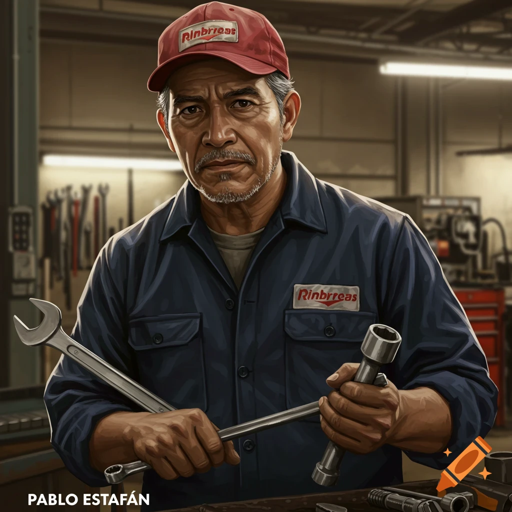 Portrait of an older maintenance worker holding wrenches in a workshop