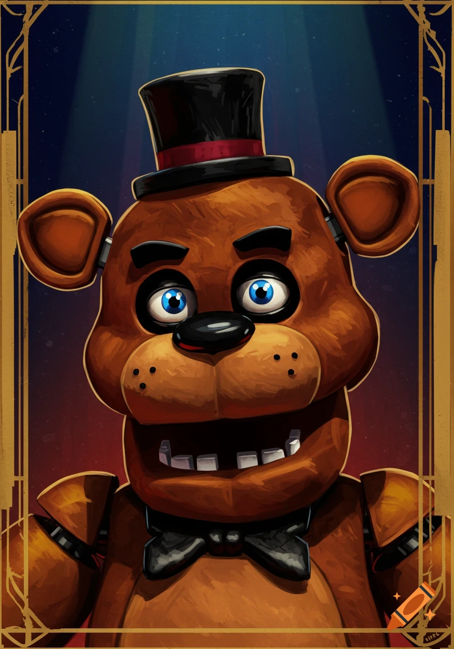 Portrait of Freddy Fazbear from Five Nights at Freddy's in the style of JC Leyendecker.