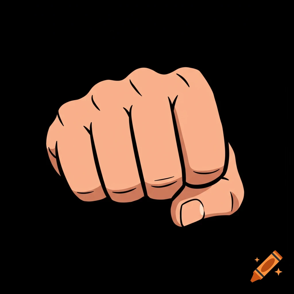 A 2D cartoon illustration of a fist punching forward.