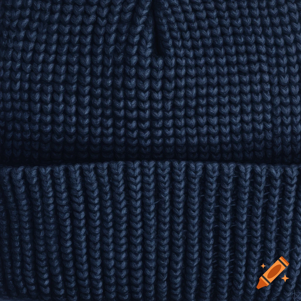 Close-up view of dark blue knitted fabric texture.