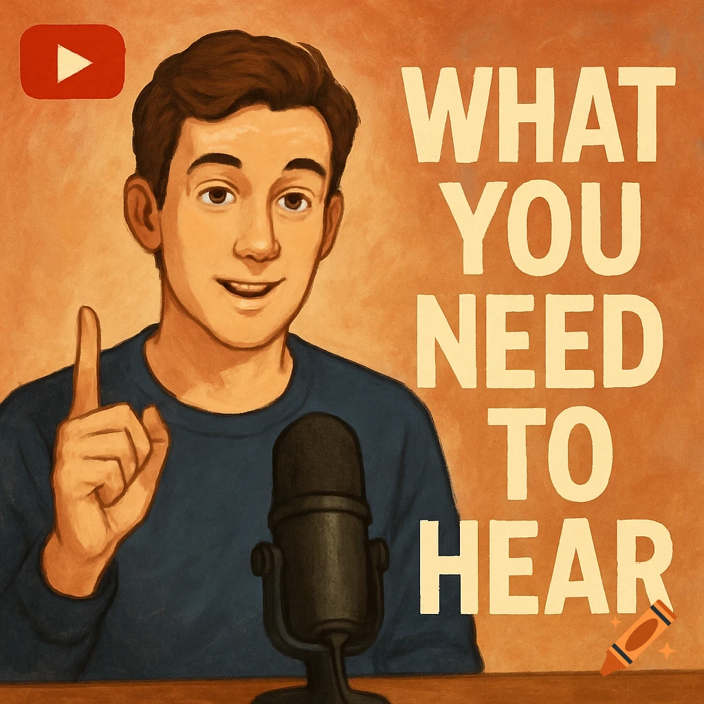 Illustration of a man at a microphone with text 'WHAT YOU NEED TO HEAR' and YouTube logo.