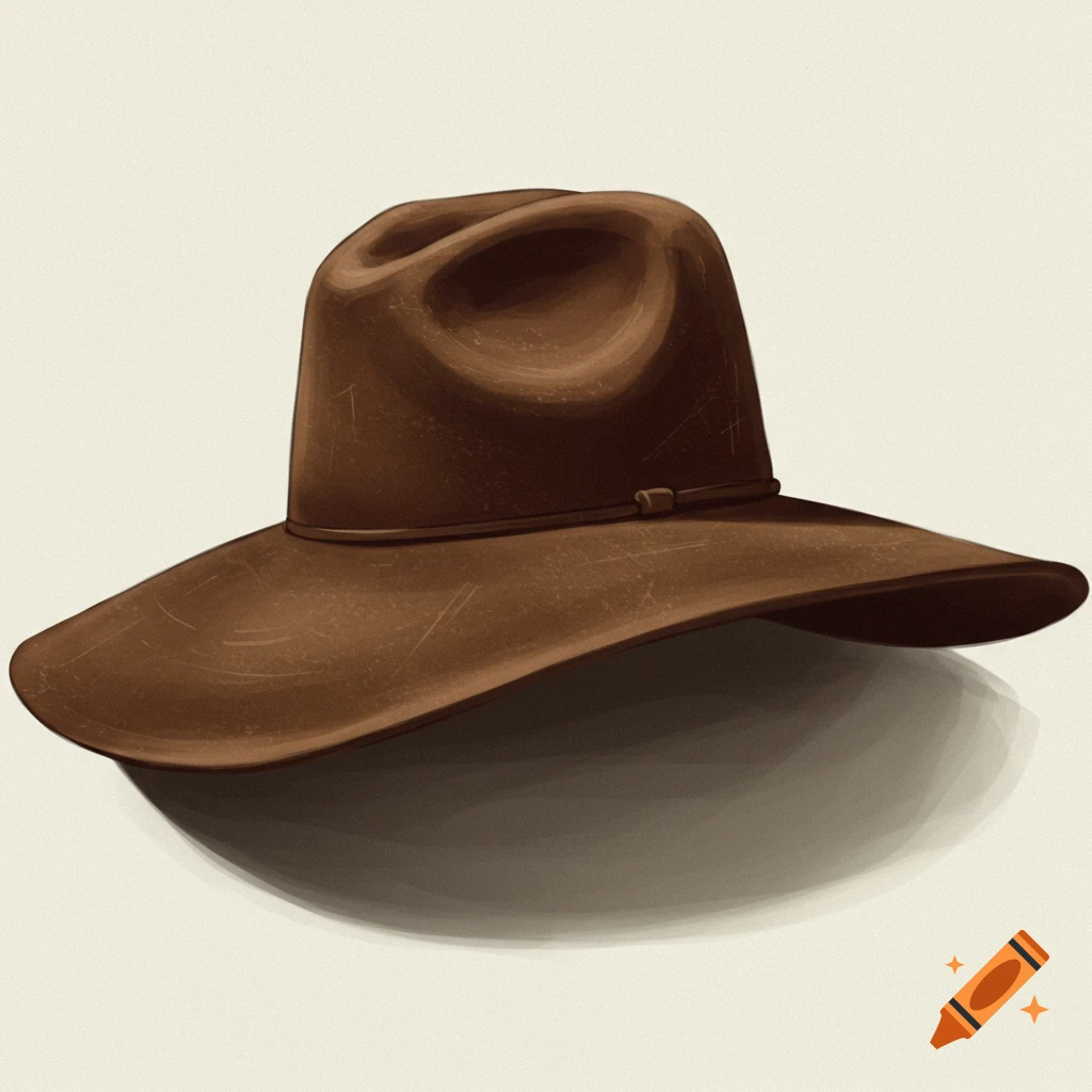 A brown wide-brimmed hat illustration.