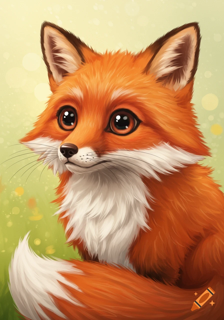 Cute stylized illustration of a red fox close up.