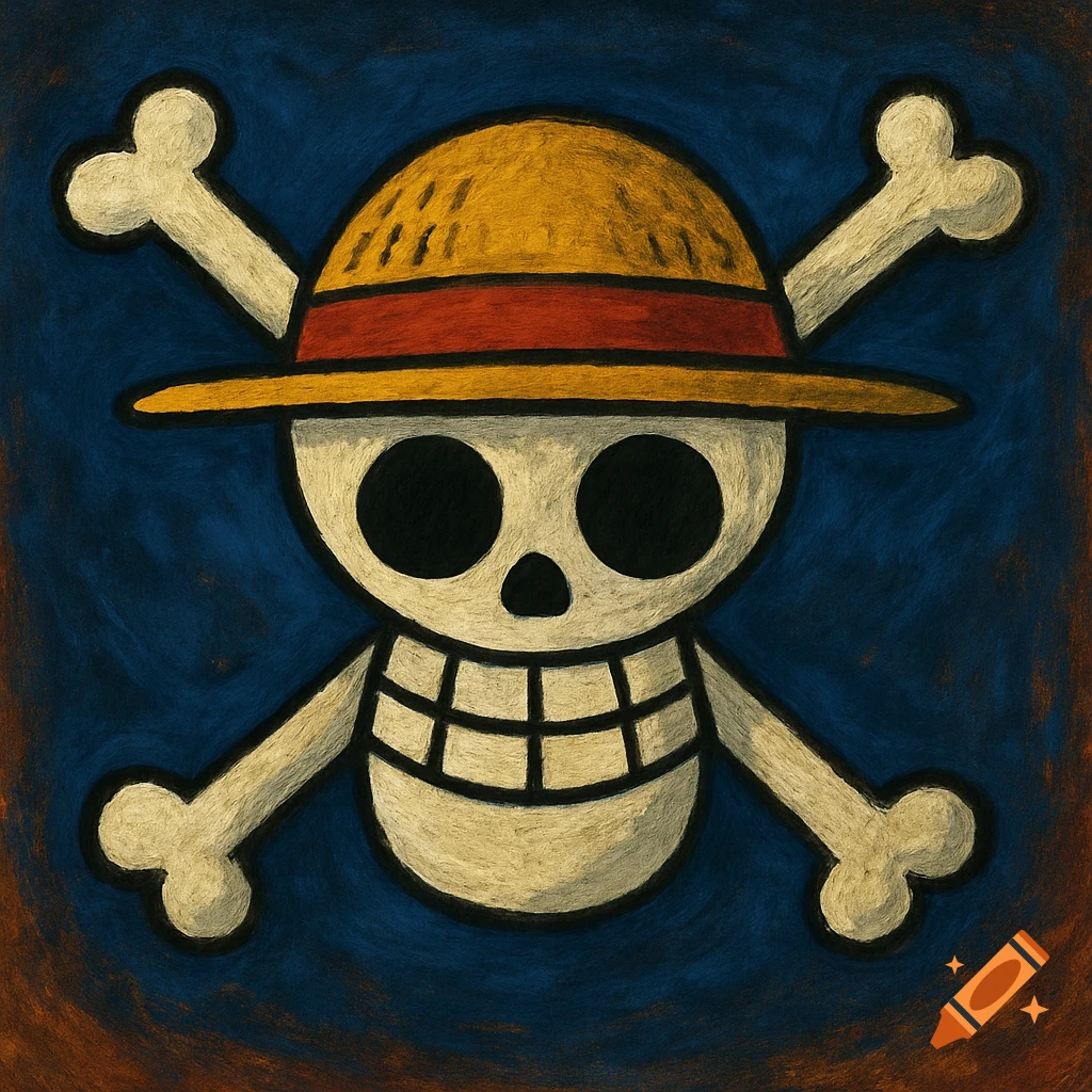 Straw Hat Pirates Jolly Roger symbol on a dark background