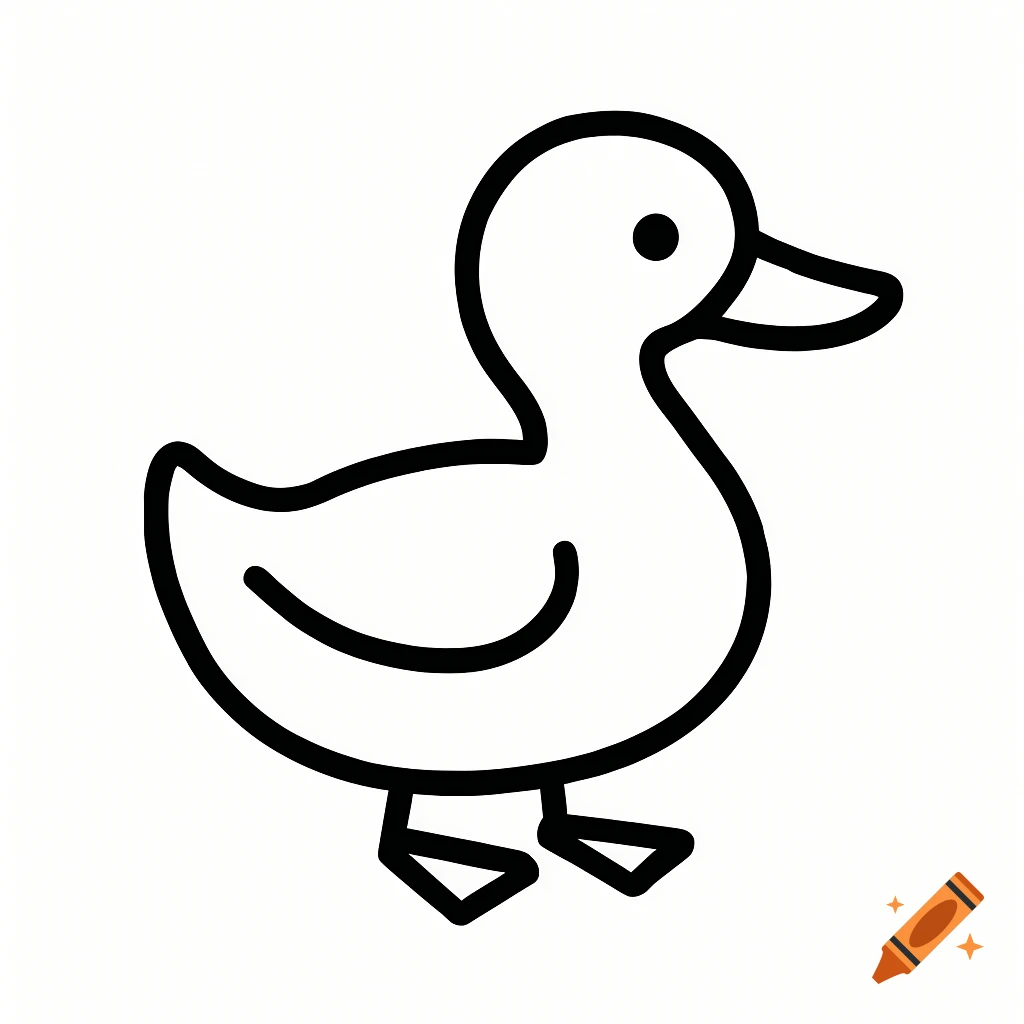 Black outline drawing of a duck.