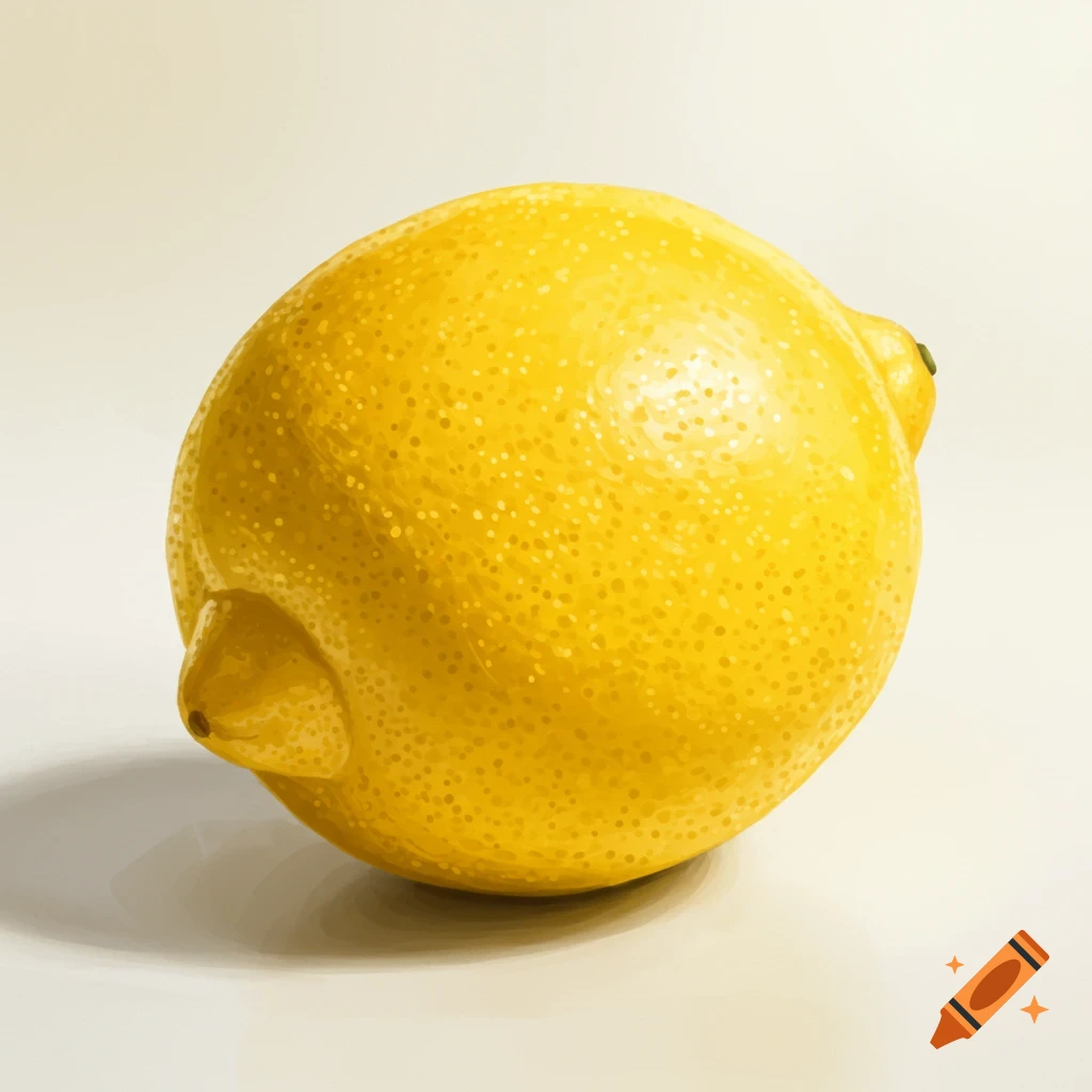 Illustration of a single yellow lemon on a light background