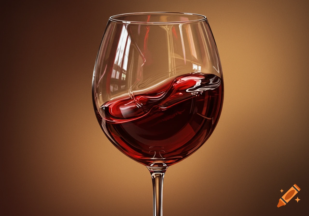 Red wine swirling in a glass.