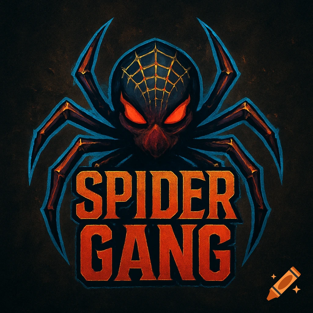 Stylized logo of a red-eyed spider above the text SPIDER GANG